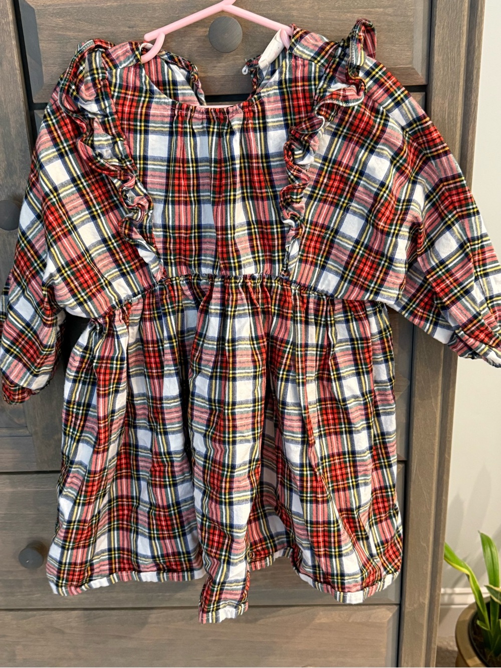 Jcrew girls Plaid Ruffle Dress - Red & White